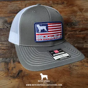 112 Classic Trucker Cap - American Boykin Flag Patch - Charcoal/White