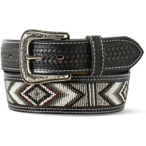 Ariat Diamond Beaded Underlaid Black Leather Belt