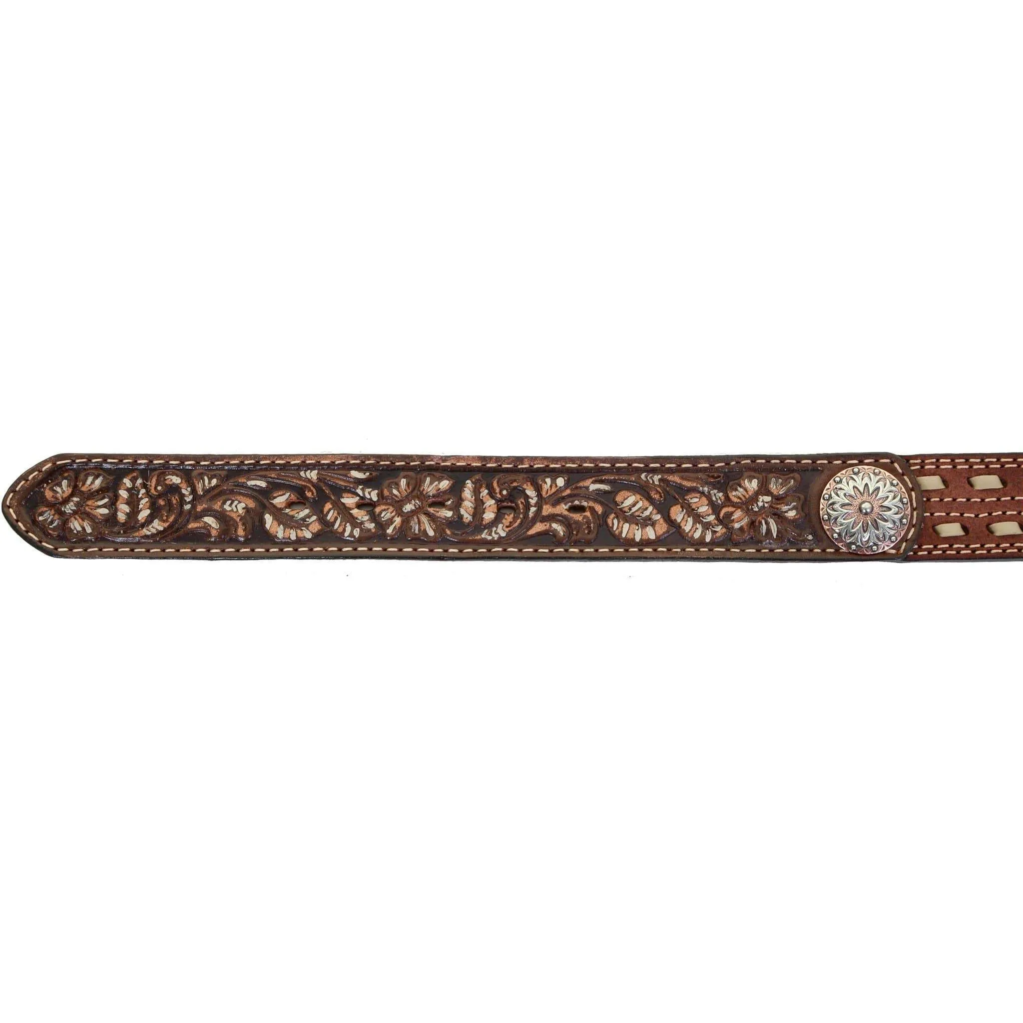 B1007 - Brown Rough Out Tooled Belt