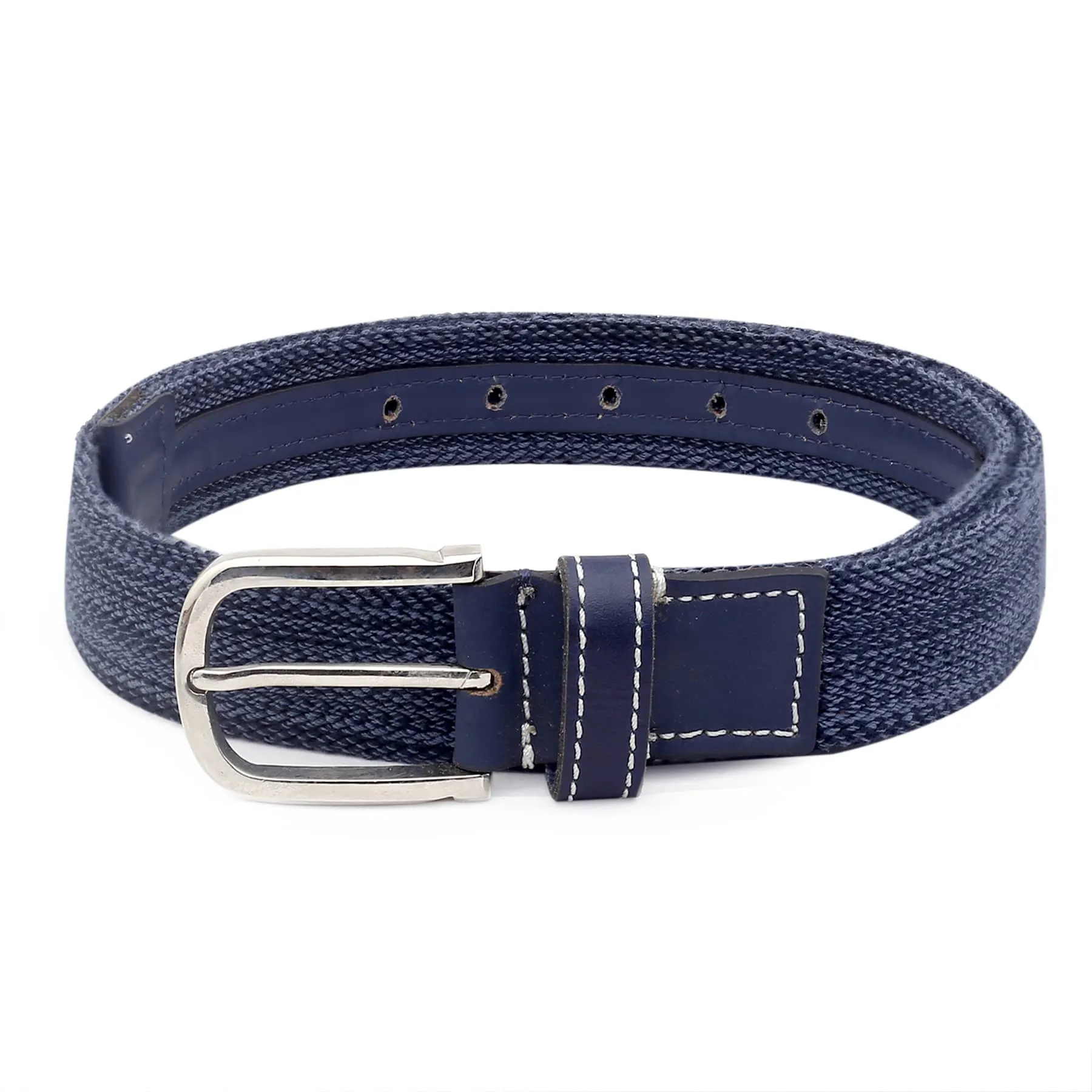 Bacca Bucci Men's Comfort Stretch Casual Fabric Belts-BLUE