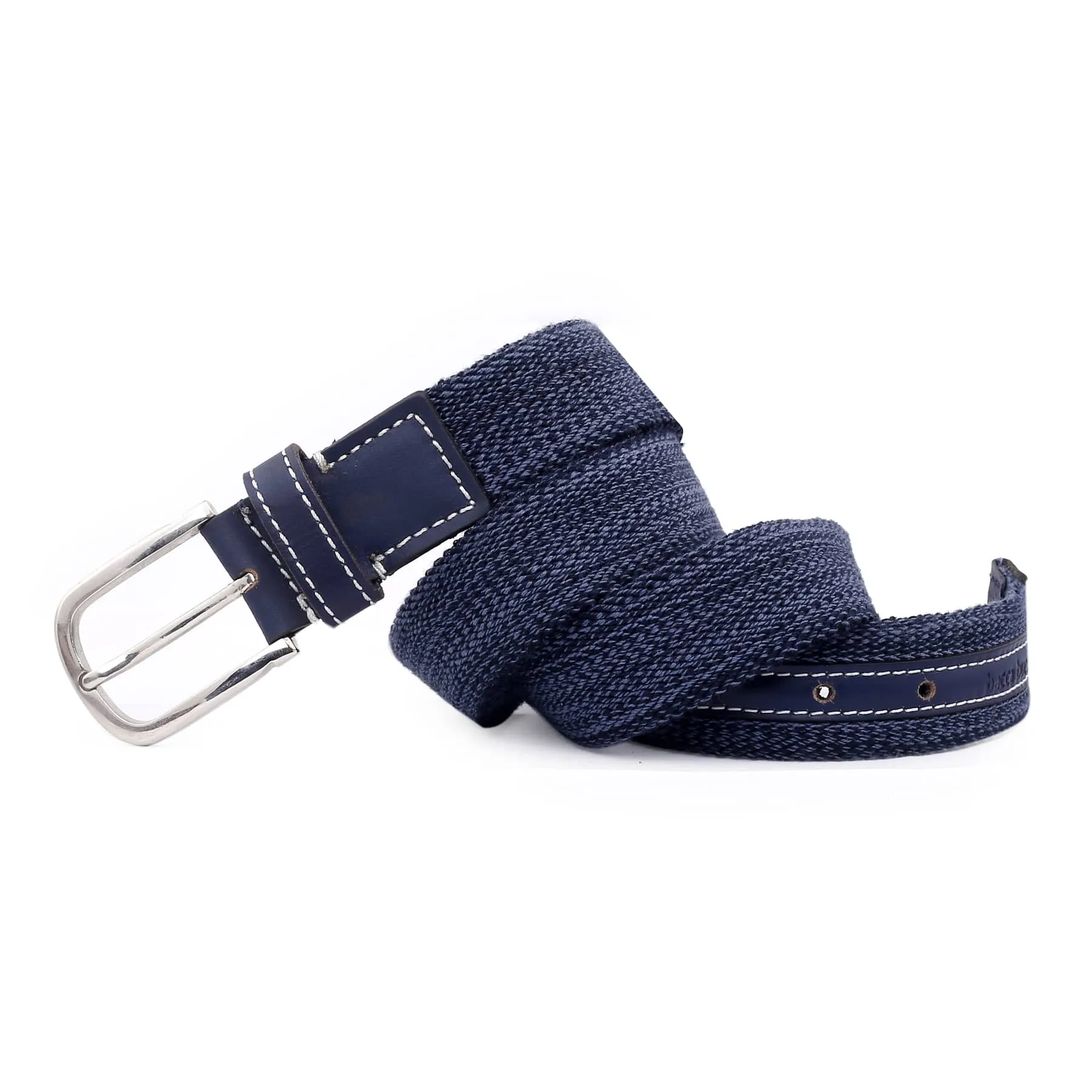 Bacca Bucci Men's Comfort Stretch Casual Fabric Belts-BLUE