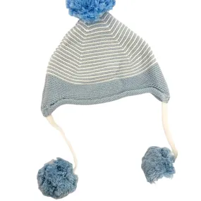 Blue and White Stripe Pom Hat