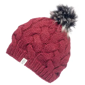 Boheme Cable Beanie w/ Faux Fur Pom