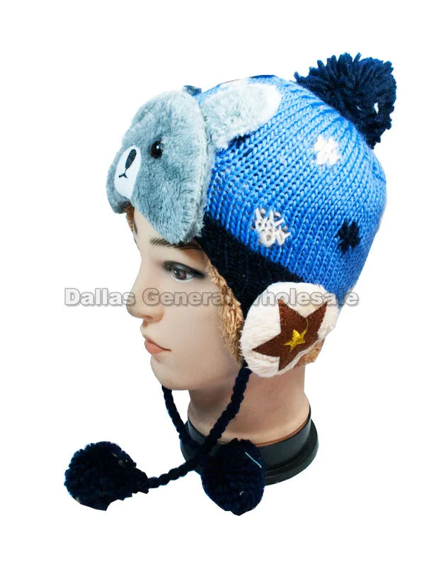 Boys Fur Lining Toboggan Beanie Hats Wholesale