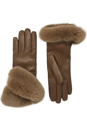 Bruno Carlo Cashmere Lined Lambskin Leather Gloves REX30 | Rex Fur / Rack (Taupe)