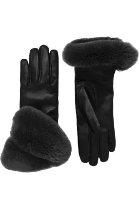 Bruno Carlo Cashmere Lined Lambskin Leather Gloves REX30 | Rex Fur/Nero (Black)