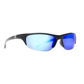 Calcutta Perdido Shiny Black Frames - Blue Mirror Lens - Polarized Sunglasses