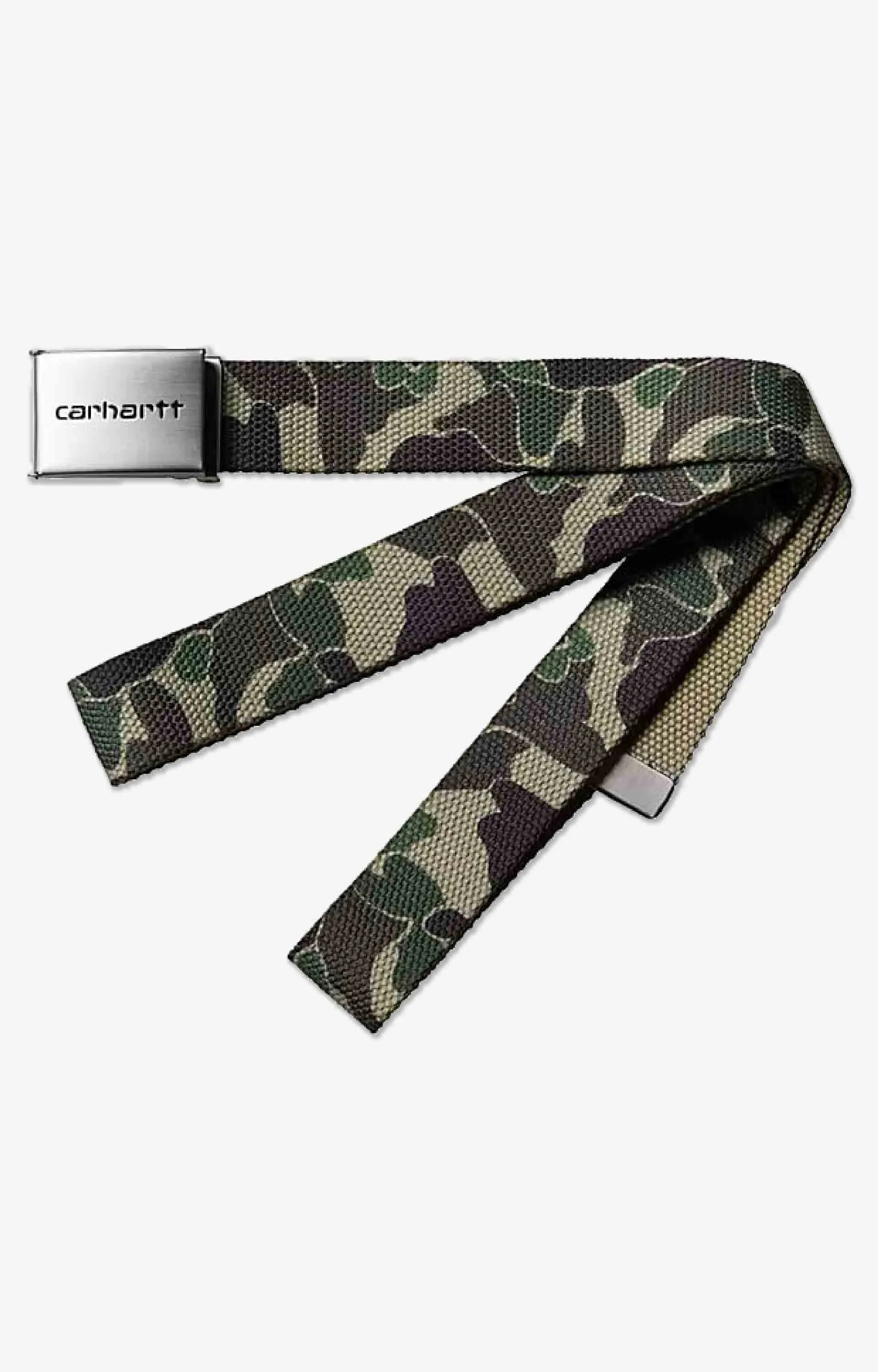 Carharrt WIP Clip Belt Chrome, Camo Duck Green