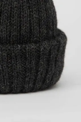 Charcoal Grey Dobbo (short knitted beanie)