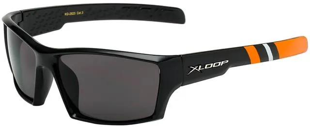 Children's Sports Sunglasses Black X-Loop Wrap Around Frame