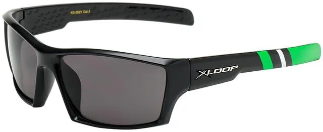 Children's Sports Sunglasses Black X-Loop Wrap Around Frame