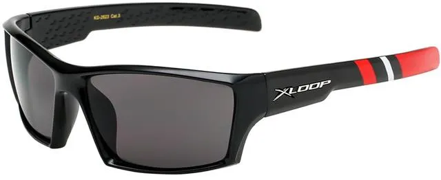 Children's Sports Sunglasses Black X-Loop Wrap Around Frame