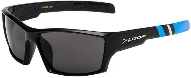 Children's Sports Sunglasses Black X-Loop Wrap Around Frame