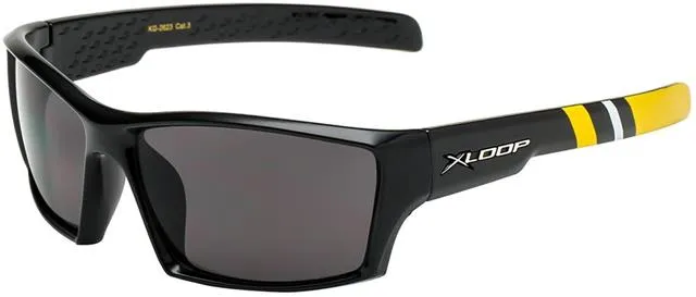 Children's Sports Sunglasses Black X-Loop Wrap Around Frame