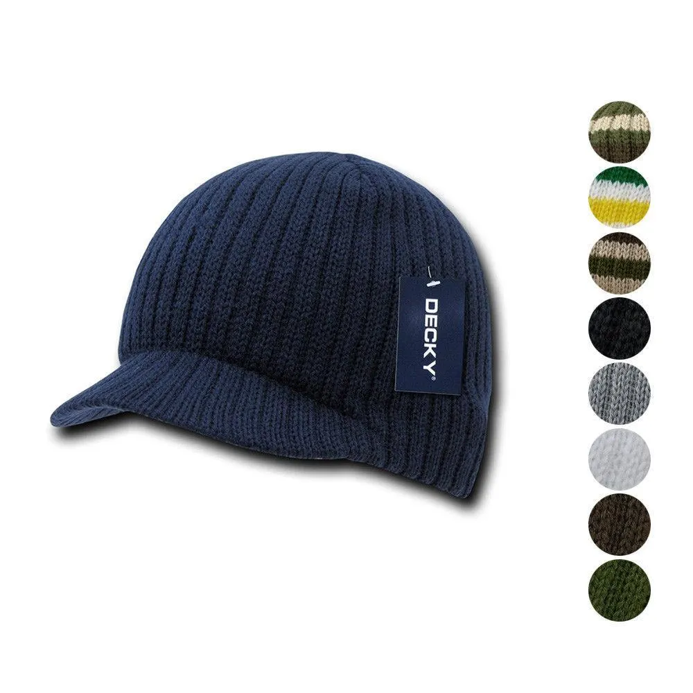 Decky Gi Campus Light Weight Beanies Striped Solid Caps Hats Visor Winter