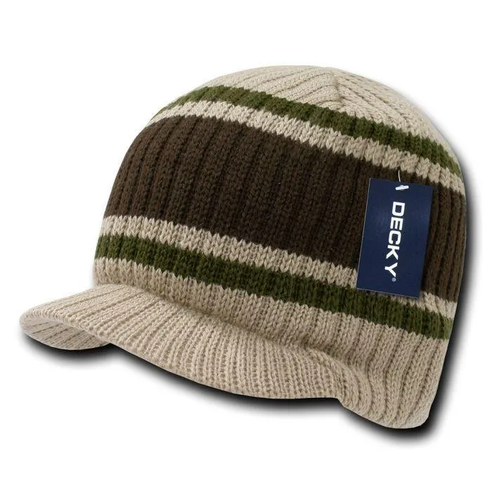 Decky Gi Campus Light Weight Beanies Striped Solid Caps Hats Visor Winter