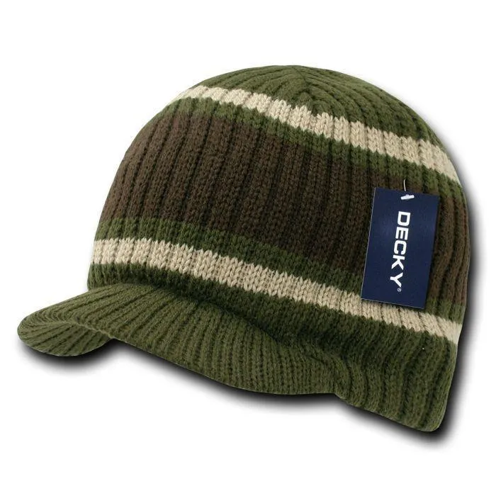 Decky Gi Campus Light Weight Beanies Striped Solid Caps Hats Visor Winter