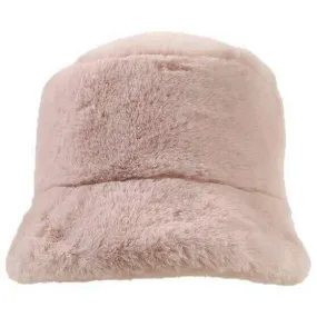 Dents Faux Fur Bucket Hat - Blush Pink