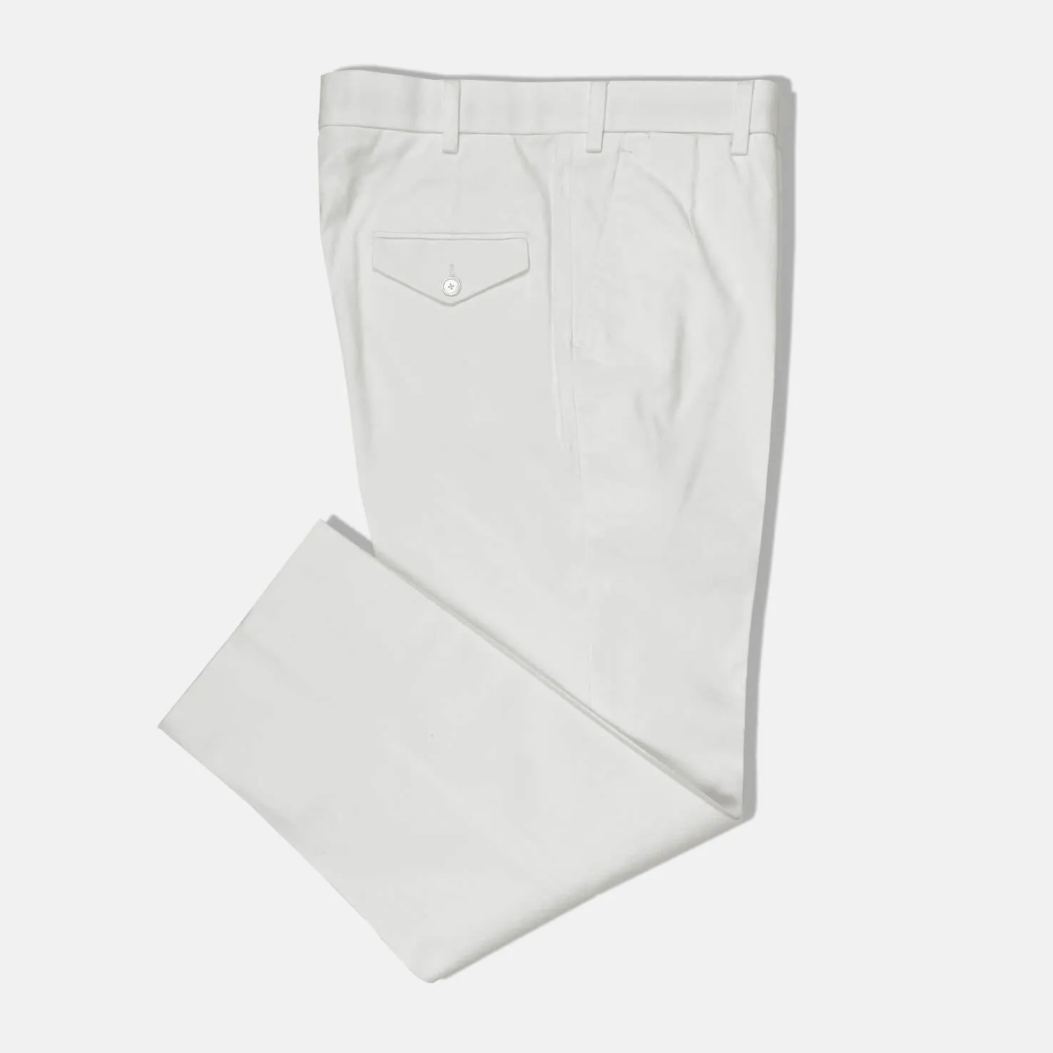 Flat Front Military Trouser in Natural White Canvas