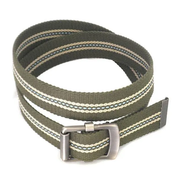 FREDRIK - Mens Khaki & Cream Canvas Webbing Belt - CLEARANCE