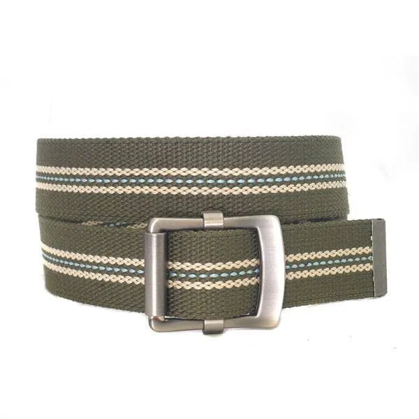 FREDRIK - Mens Khaki & Cream Canvas Webbing Belt - CLEARANCE