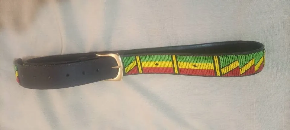 Ghana flag beaded handmade Masai masaai maasai leather belt with free shipping