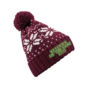 Keepers of the Low End - Embroidered Logo Winter Beanie - Burgundy/White