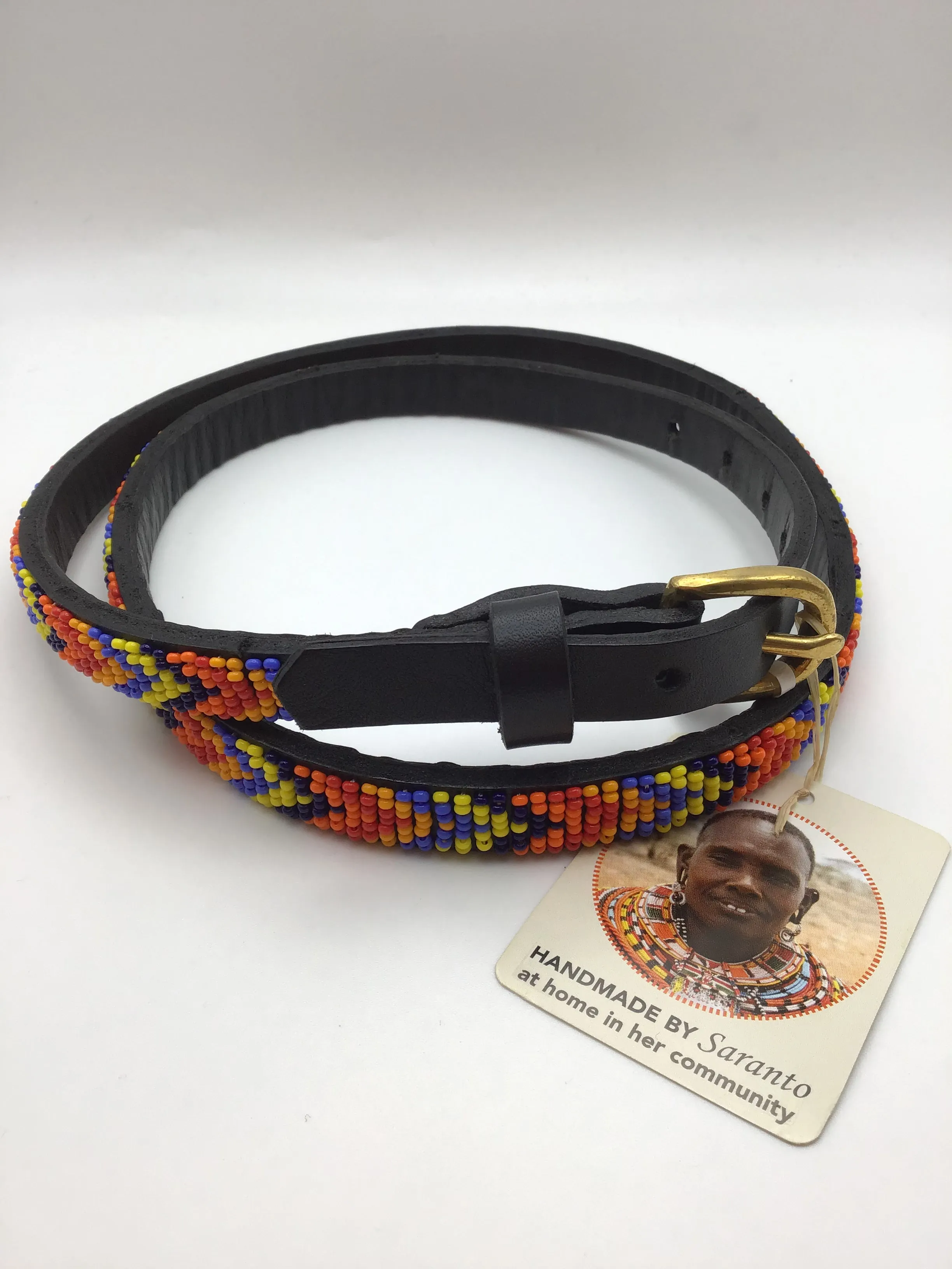 Kenyan Hand Beaded Belt - Narrow