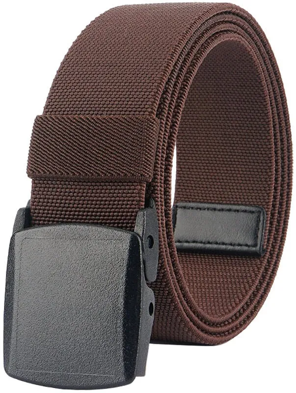 Men's Elastic Stretch Belts with Plastic Buckle for Work Sports, Easy Trim to Fit 27- 46" Waist