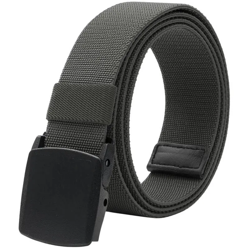 Men's Elastic Stretch Belts with Plastic Buckle for Work Sports, Easy Trim to Fit 27- 46" Waist