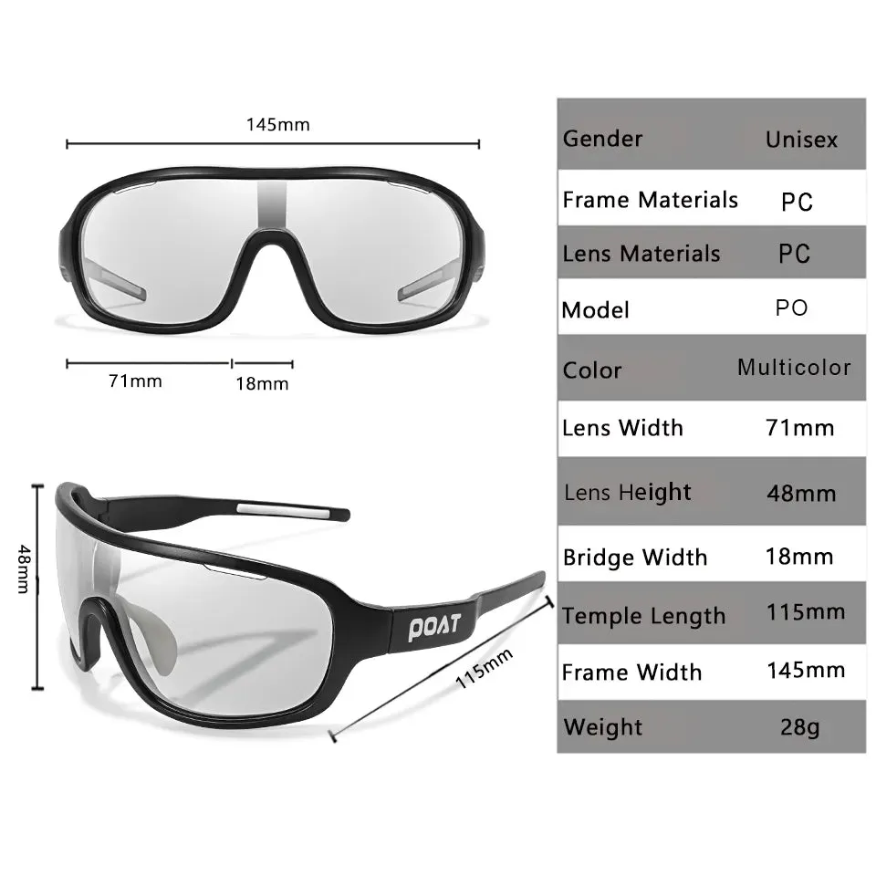 POAT BRAND Cycling  Eyewear Outdoor Road Sports Cycling Fishing Sunglasses Men Women Polarized Photochromic windproof Glasses