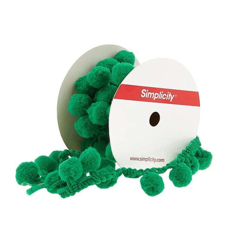 PomPom Fringe 4 Feet - 3/4" Emerald