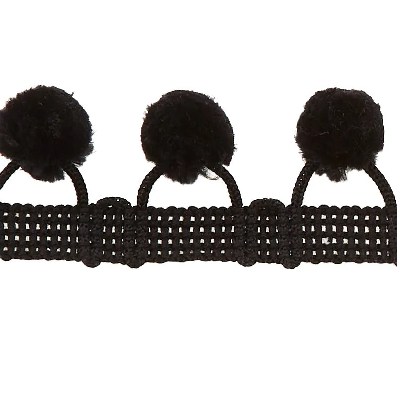 PomPom Fringe - Black 1-1/8"