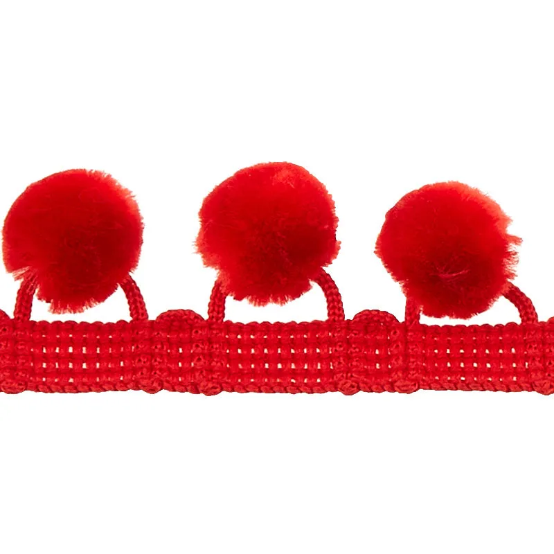 PomPom Fringe - Red 1-1/8"