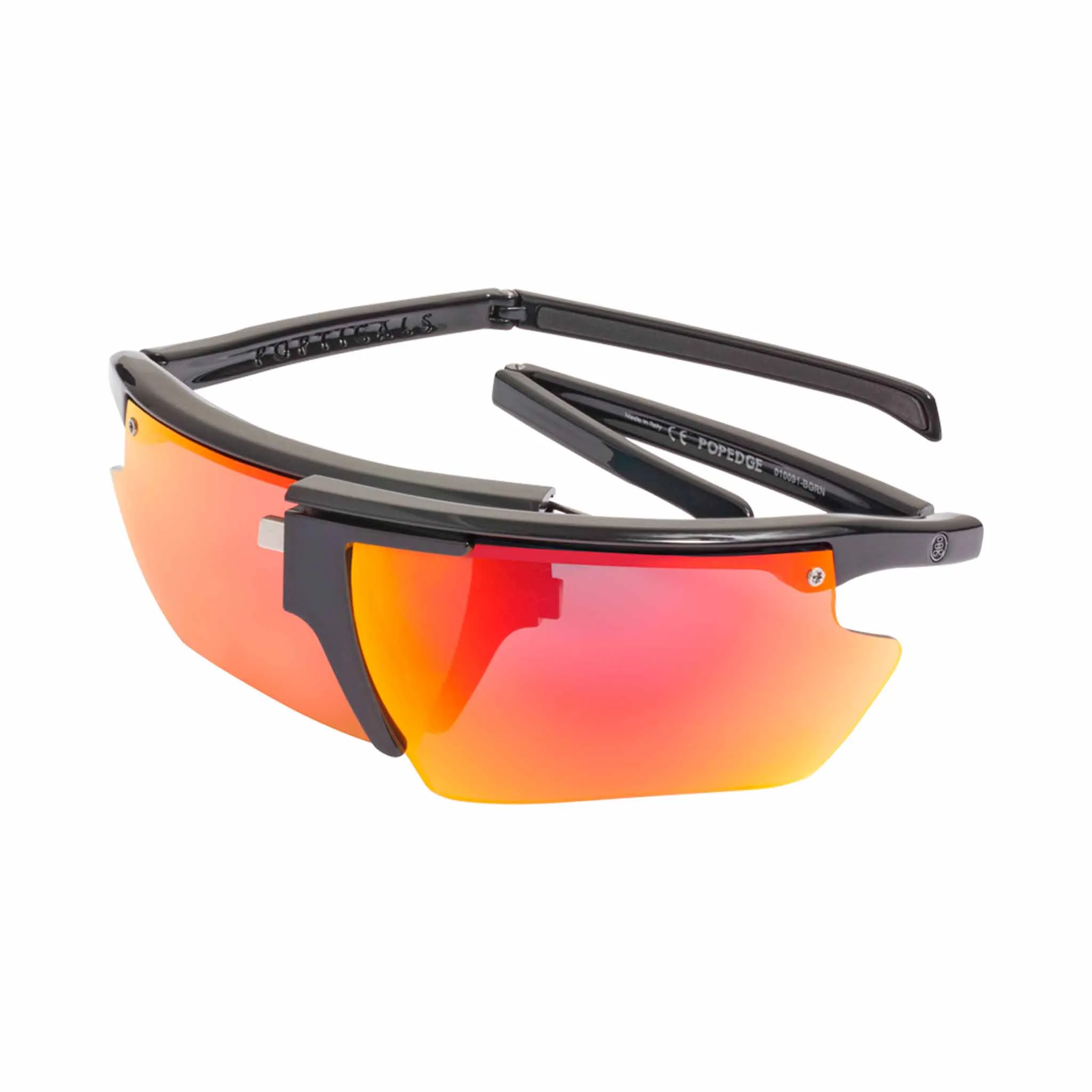 POPEDGE | Polarized, Gloss Black, Red Mirror, Small