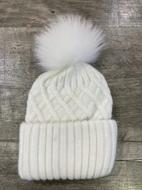 PRE Mia Fur Pom Hat in White