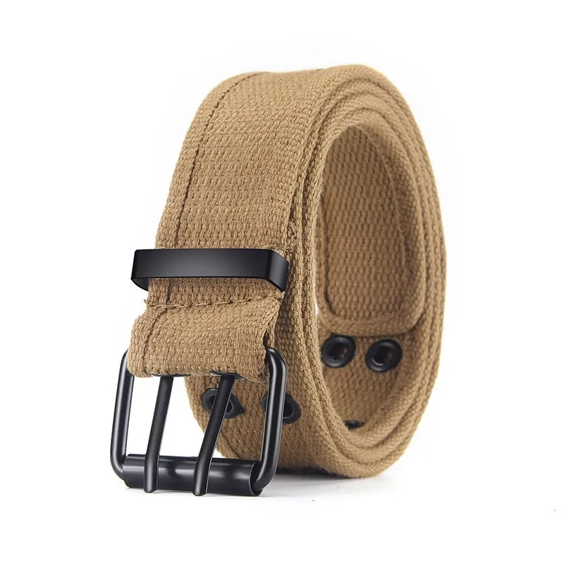 Punk Solid Color Woven Fabric Iron Men's Woven Belts