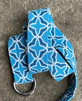 Sky Blue Geometric Fabric Belt