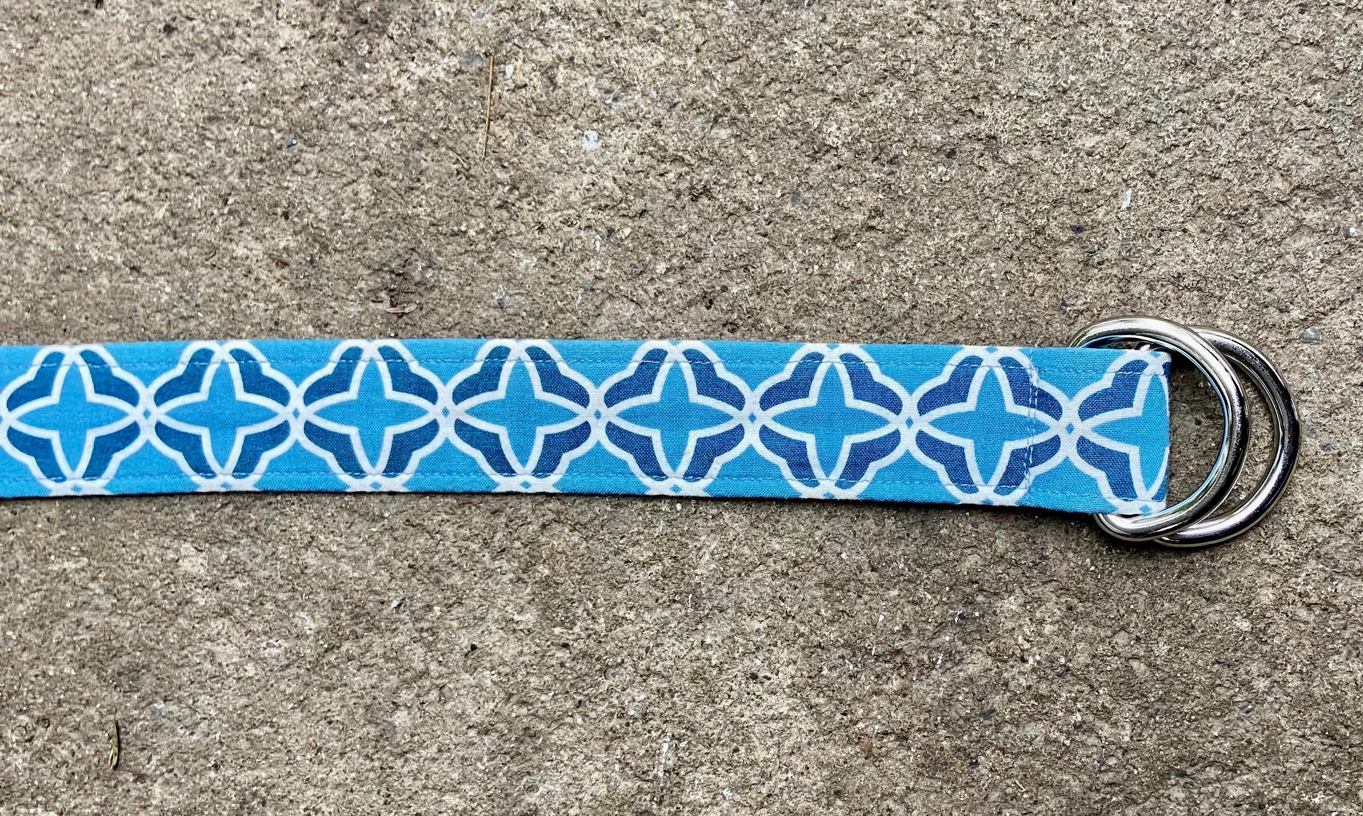 Sky Blue Geometric Fabric Belt