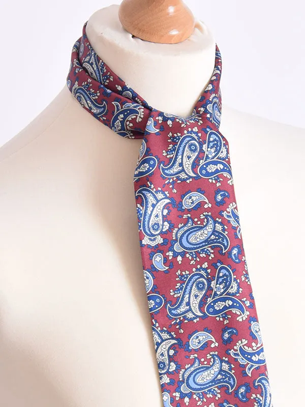 Soho Scarves Burgundy & Navy Paisley Silk  Aviator Scarf