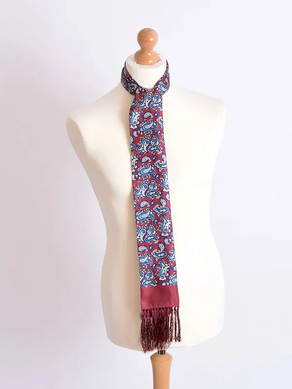 Soho Scarves Burgundy & Navy Paisley Silk  Aviator Scarf