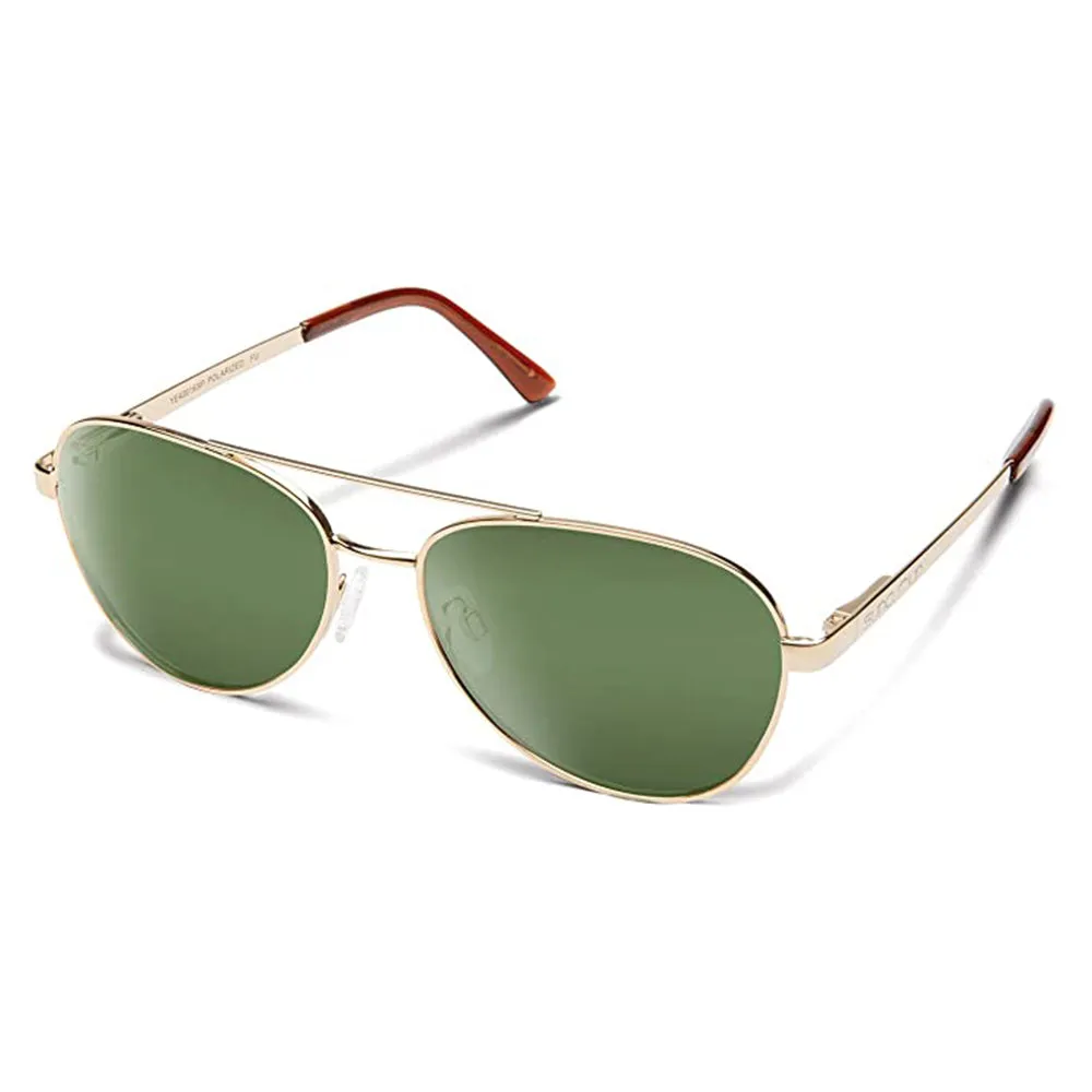 Suncloud Mens Gold Frame Grey Green Lens Polarized Callsign Oval Sunglasses - 203234J5G56K7