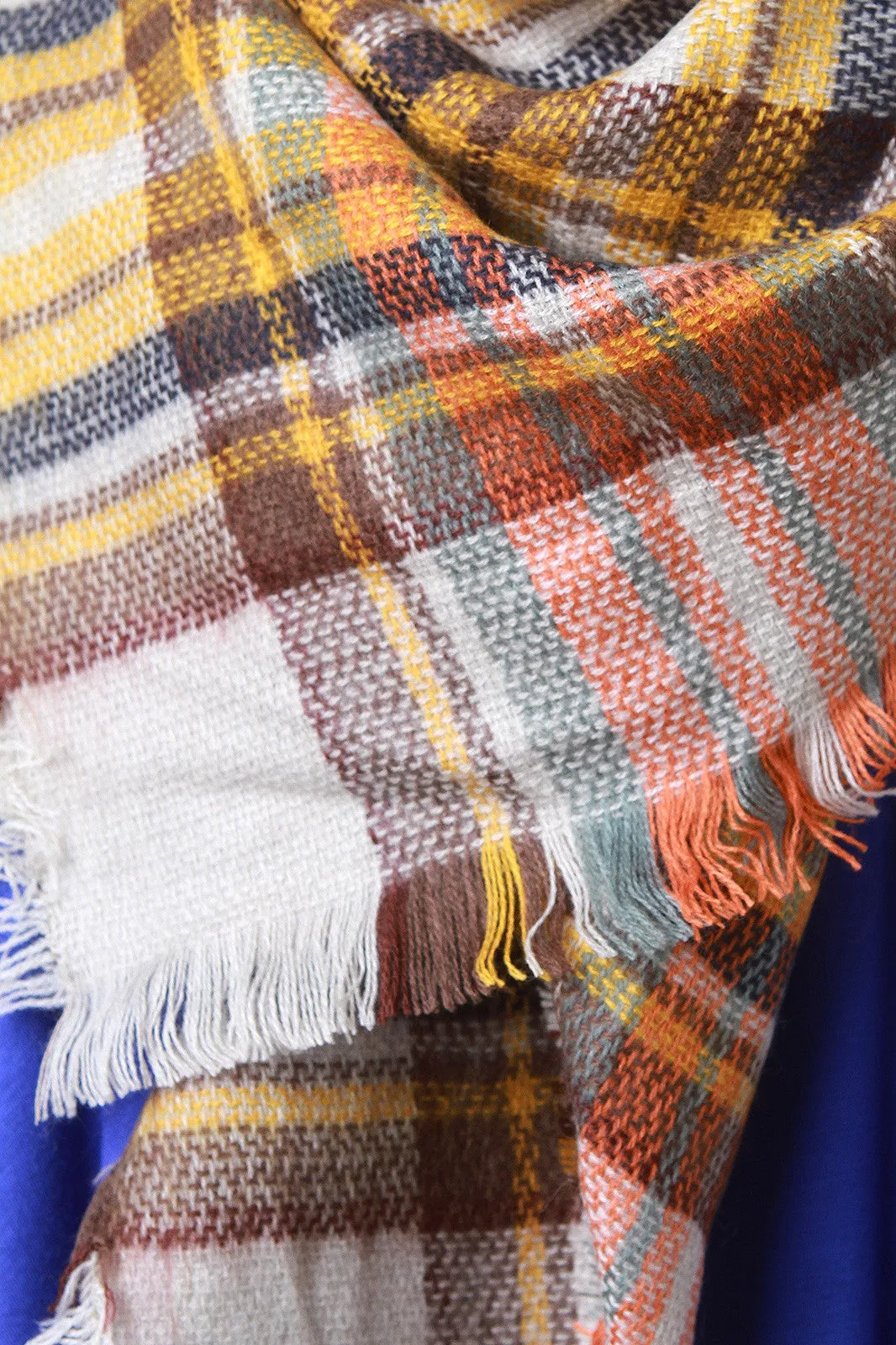 Sunset Multicolor Plaid Square Scarf