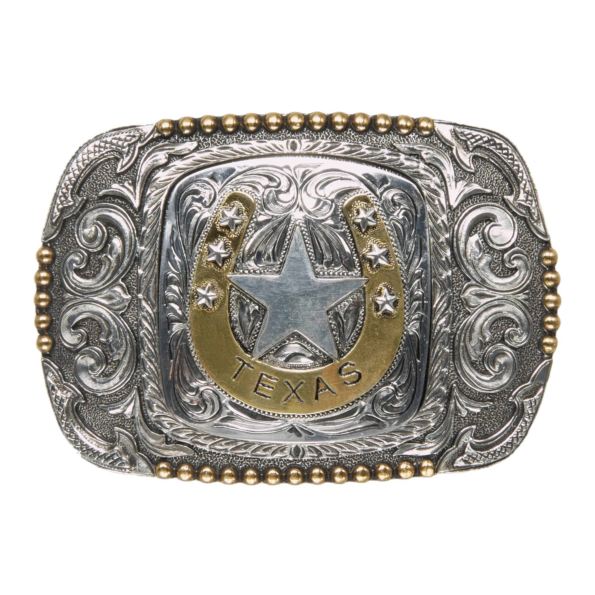 Texas — Scrolled Rectangle Bead Edge Buckle