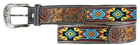 Twisted X Aztec Beaded Leather Belt