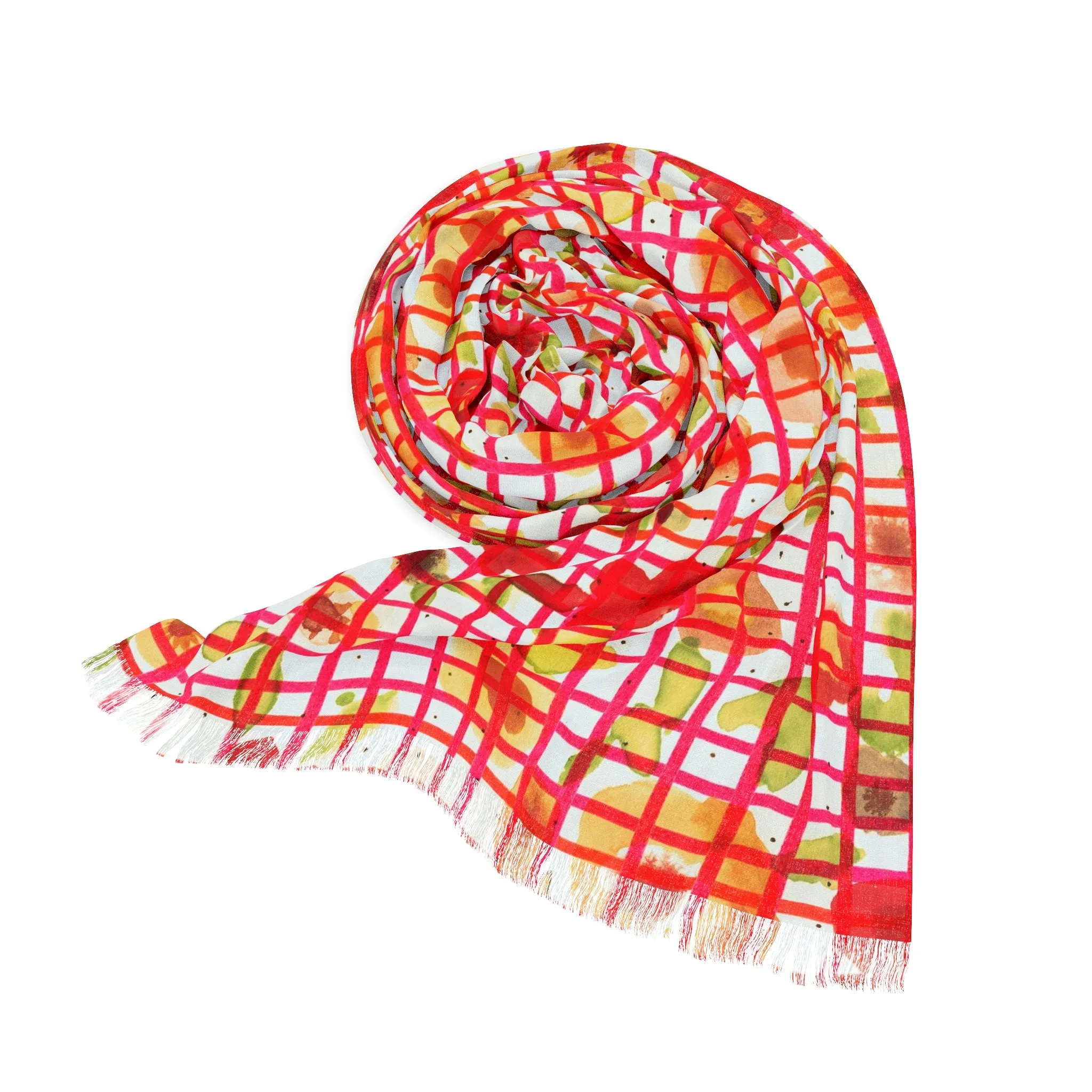 Watercolor Floral Plaid Lightweight Scarf