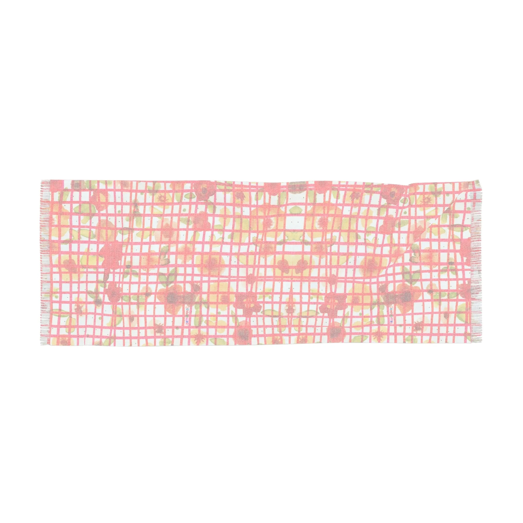 Watercolor Floral Plaid Lightweight Scarf