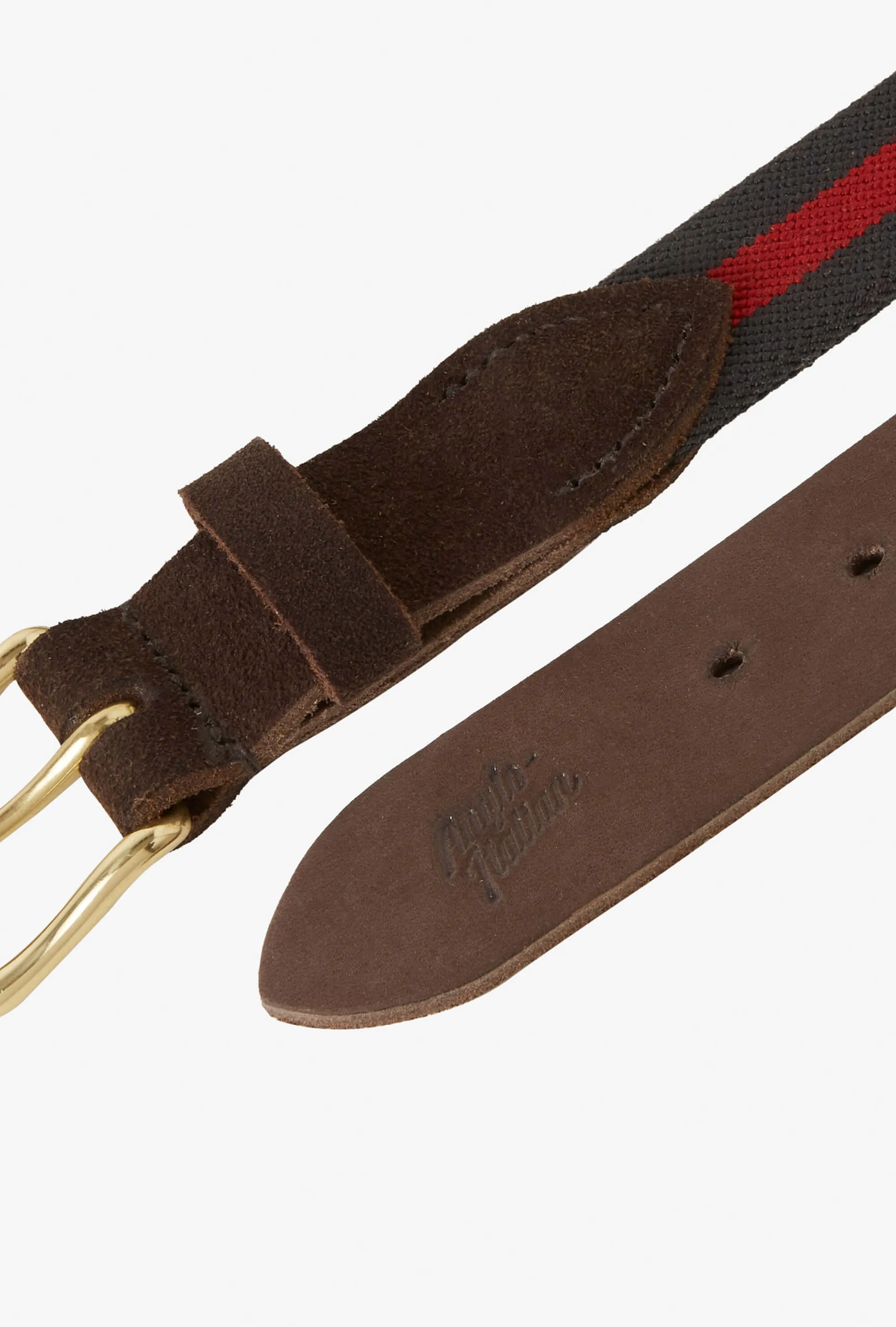 Webbed Belt Canvas Suede Grey Red