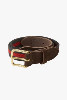 Webbed Belt Canvas Suede Grey Red