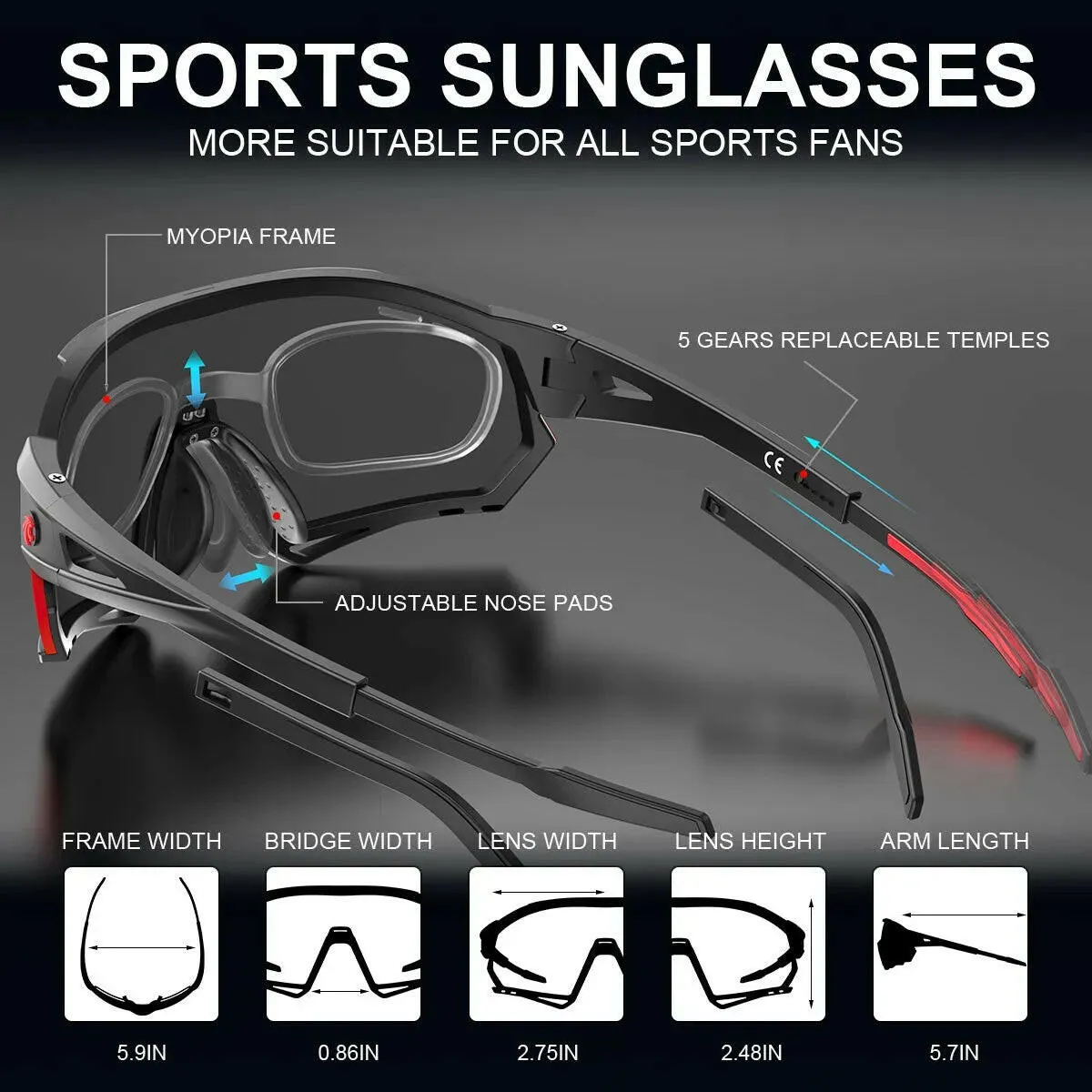 X-TIGER Photochromic Sports Sunglasses Bike Cycling Glasses Polarized UV400 Riding Driving Baseball Running Fishing Eyewear